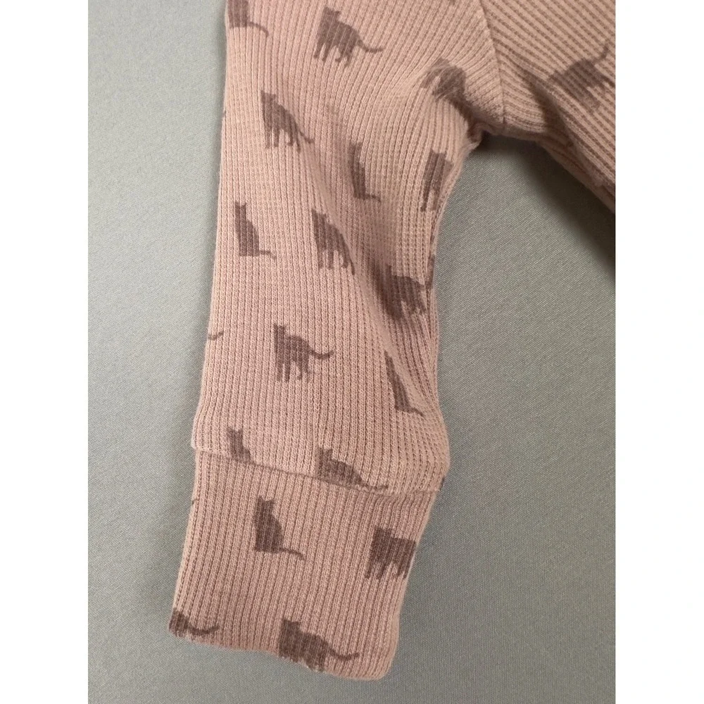 Kate Quinn NB‎ Baby Zip Romper Organic Cotton Pink Animal Print Footless